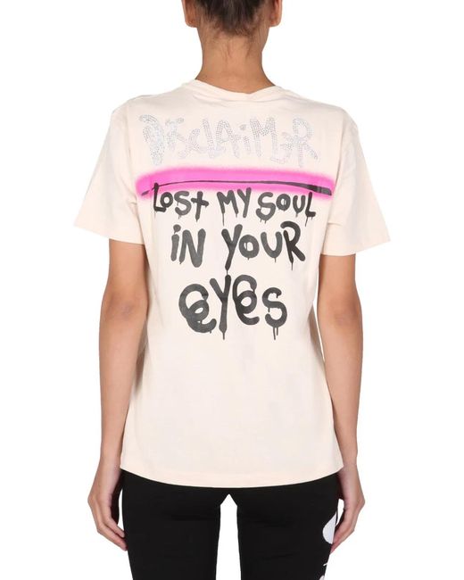 DISCLAIMER White T-Shirt With Crystal Logo