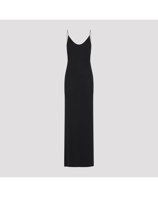 Saint Laurent Black Cassandre Backless Chain Knit Dress