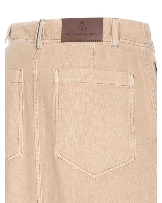 Brunello Cucinelli Natural Chino Skirt With Jewels