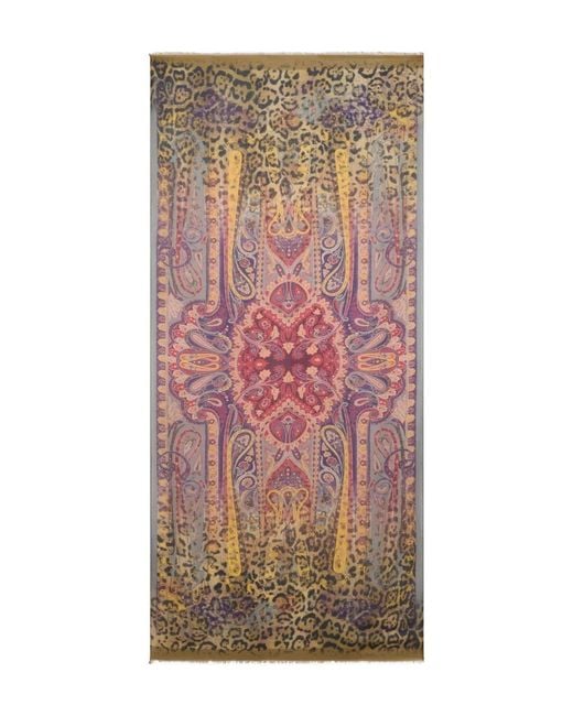 Etro Pink Animal Pattern Scarf for men