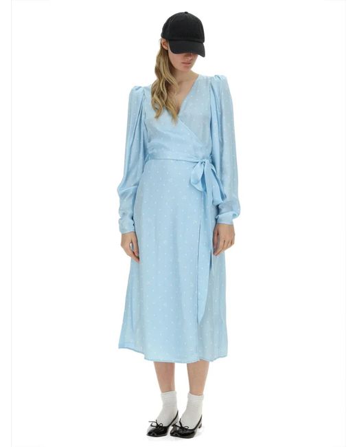 ROTATE BIRGER CHRISTENSEN Blue Dress With Bow