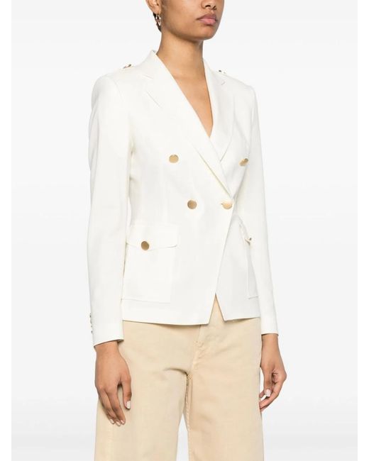 Tagliatore White Wool Double-Breasted Jacket