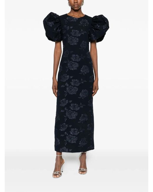 ROTATE BIRGER CHRISTENSEN Blue Rotate Jacquard Midi Dress