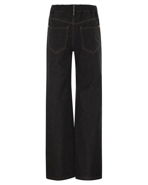 Brunello Cucinelli Black Wide-Leg Cotton Denim Jeans
