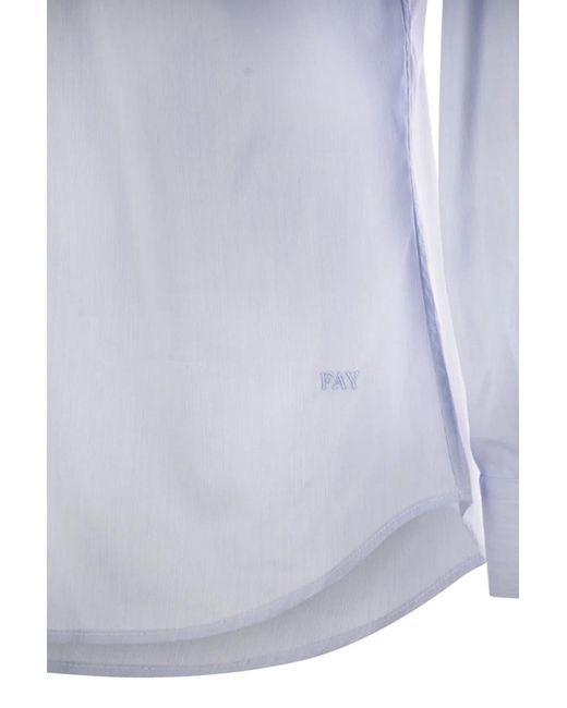 Fay White Stretch Poplin Shirt With French Collar for men