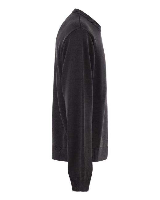 Carhartt Black Cotton Crew Neck Jumper With Embroidered Logo