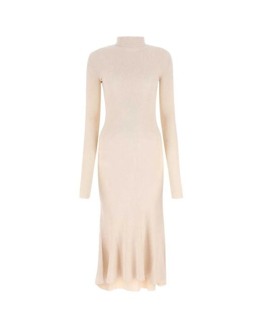 Balenciaga White Sand Silk Blend Dress