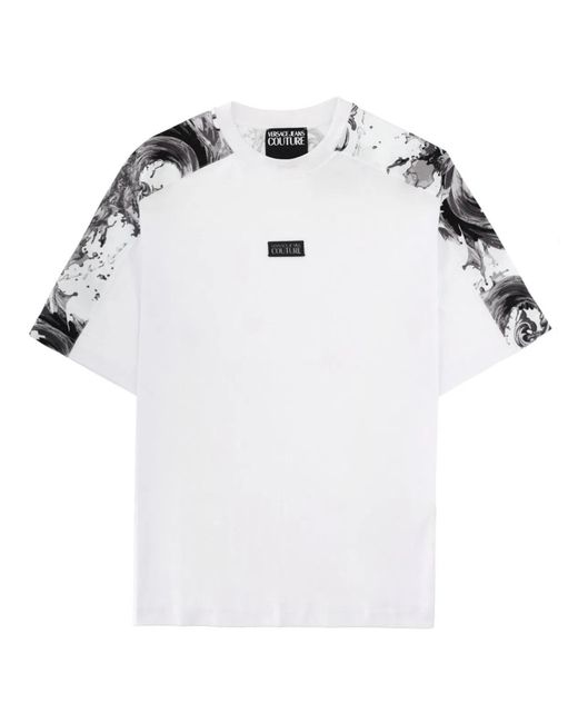 Versace Jeans Couture White T-Shirt Con Placca Logo for men