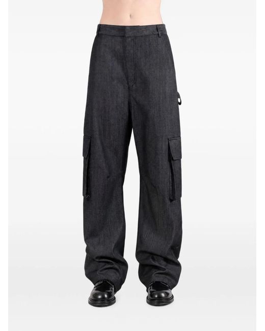 Balenciaga Gray Barrel Leg Wool Cargo Pants