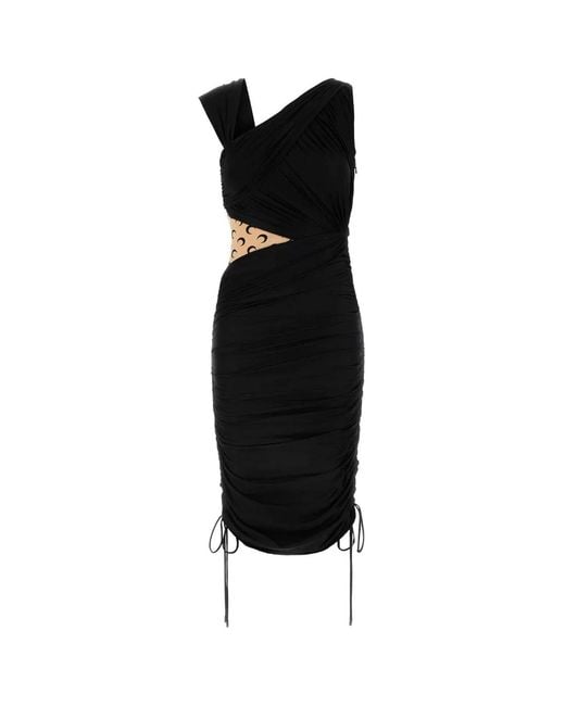 MARINE SERRE Black Draped Jersey Draped Dress