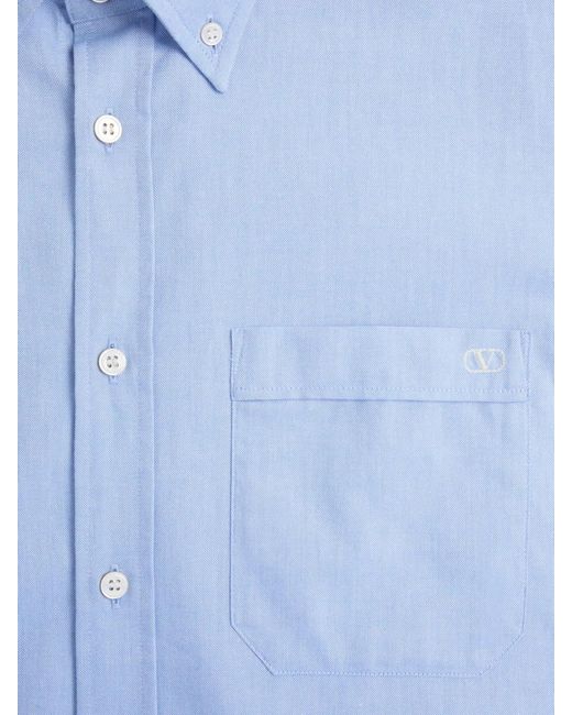 Valentino Garavani Blue Oxford Shirt Vlogo for men