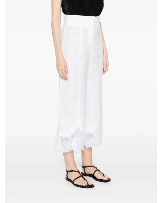 Twinset White Twinset Lace Trousers