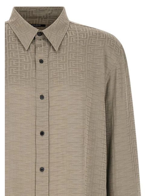 Balmain Natural Jacquard Monogram Shirt Shirt And Blouse for men