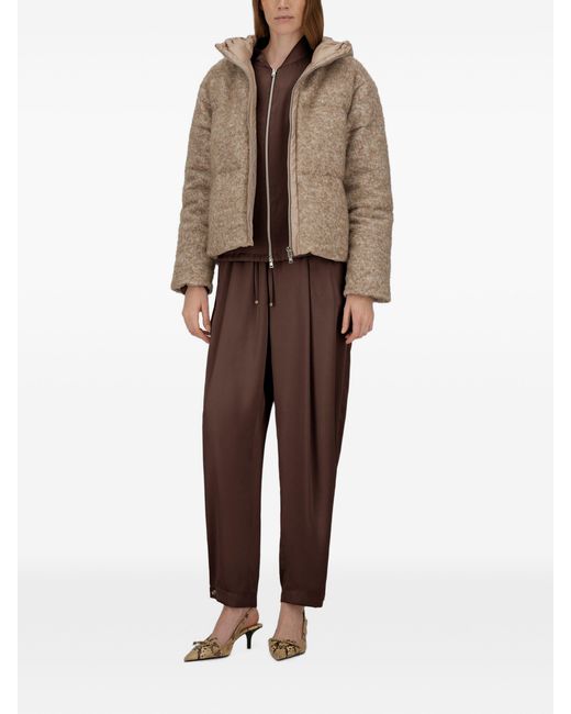 Herno Brown Zip Up Satin Jacket