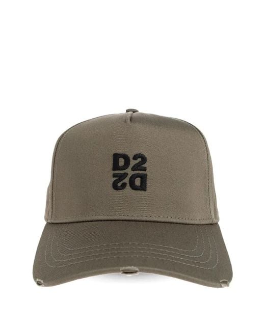 DSquared² Green Logo-Embroidered Distressed Baseball Cap for men