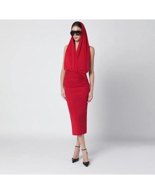 ANDAMANE Red Annie Hooded Midi Dress