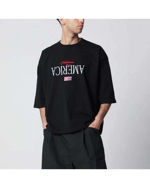 Willy Chavarria Black Welcome To America Buffalo T-Shirt for men