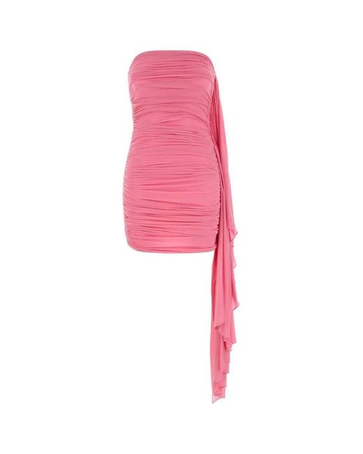 Alexander Wang Pink Asymmetric Ruched Strapless Mini Dress