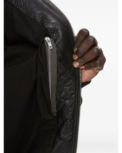 Rick Owens Black Dracuflight Leather Jacket for men
