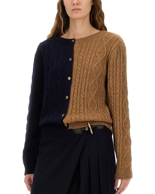 Moschino Blue Two-Tone Alpaca Blend Cardigan