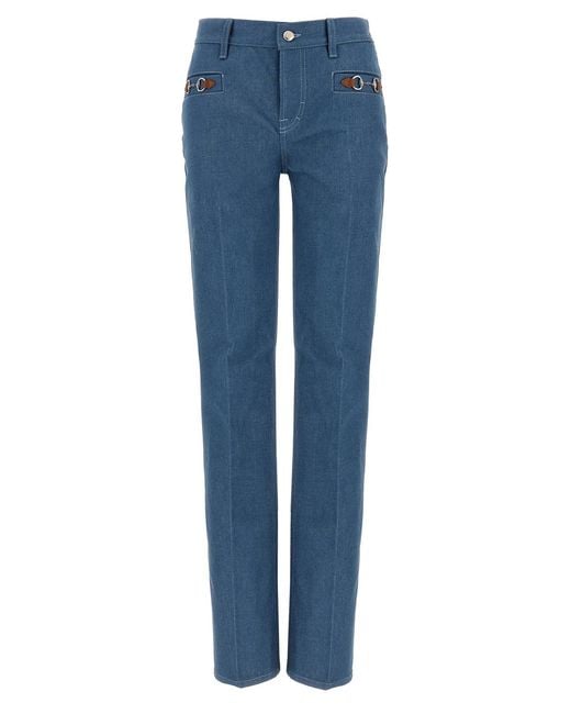 Gucci Blue Straight Mid Rise Jeans