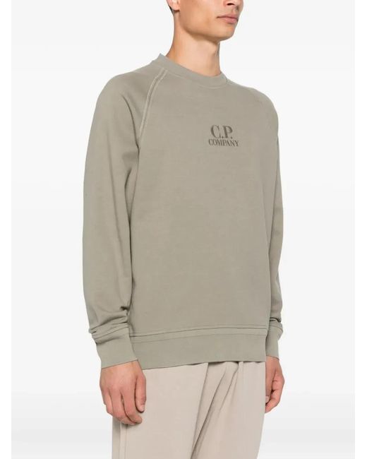 C P Company Gray C.P.Company Sweatshirt With Embroidered Logo for men