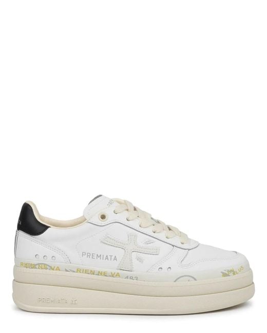 Premiata White Calf Leather Sneaker