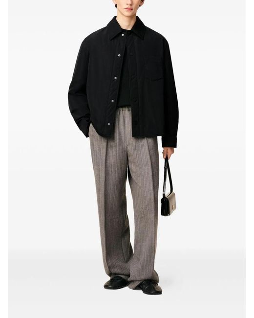 AMI Black Padded Button-Down Overshirt for men