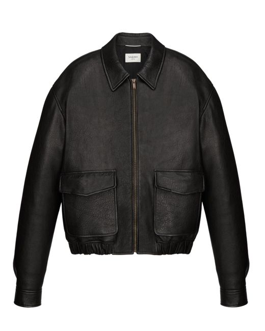 Saint Laurent Black Short Lamb Leather Jacket