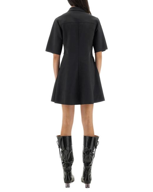 Ganni Black Mini Dress With Scalloped Buttons