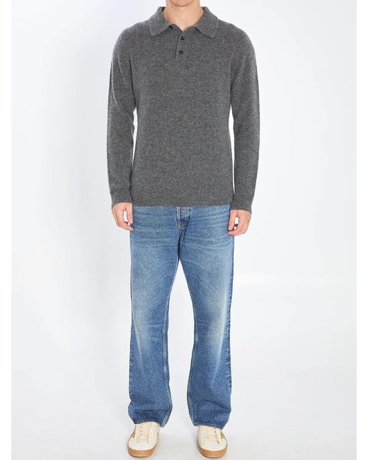 Roberto Collina Gray Cashmere Blend Polo Shirt for men