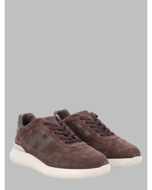 Hogan Brown Patterned Sneakers for men