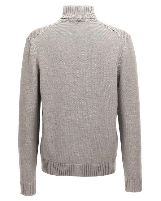 Zanone Gray Turtle-Neck Sweater for men