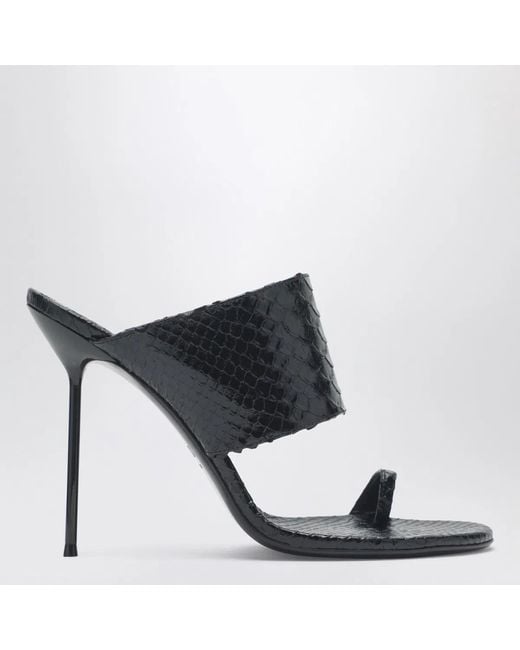 Paris Texas White Lidia Python-Effect Leather Thong Mule