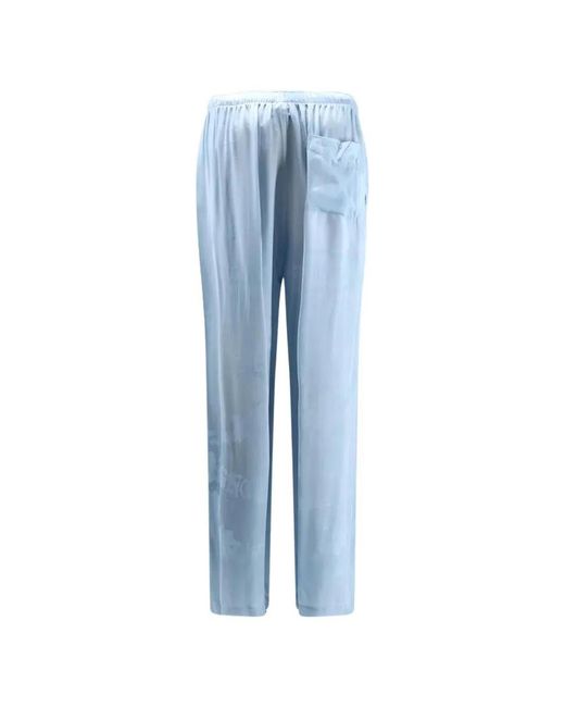 Balenciaga Blue Silk Pants With Print