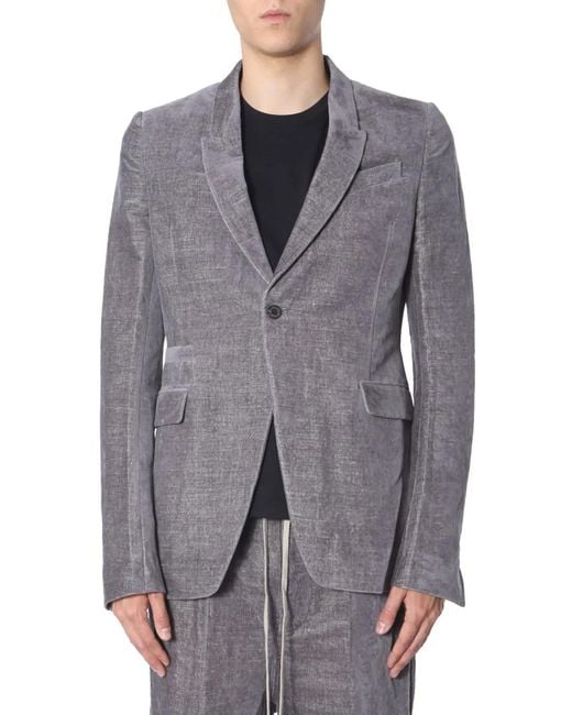 Rick Owens Gray Single-Breasted Jacket for men