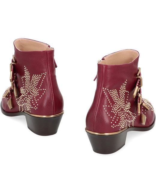 Chloé Red Susanna Ankle Boots