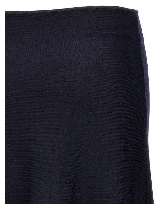 Khaite Blue Wool Midi Skirt