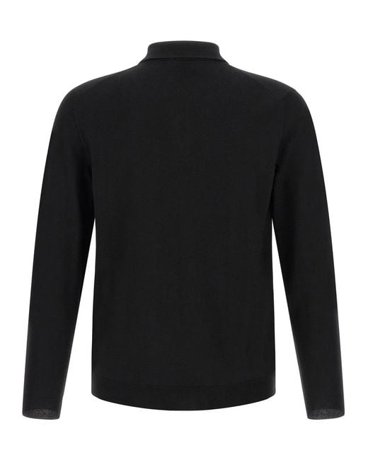 Zanone Black Flexwool Wool Polo Shirt for men