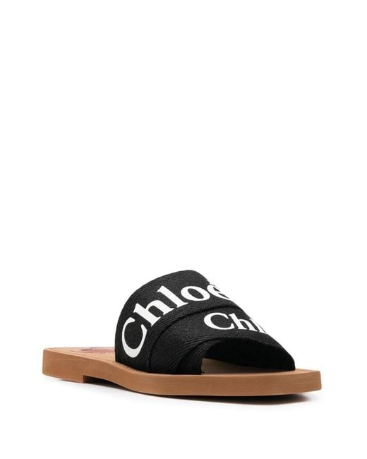Chloé Black Woody Fabric Mules