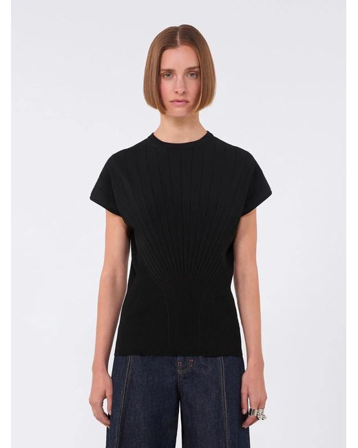 Max Mara Black Ribbed Viscose Sweater