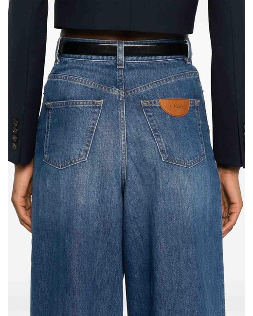 Chloé Blue Organic Cotton Wide Leg Denim Jeans