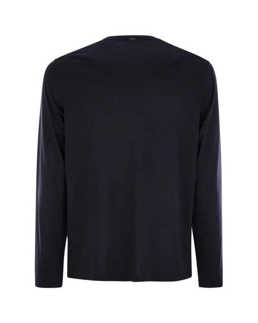 Herno Blue Wool Jersey T-Shirt for men