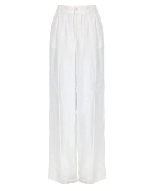 120% Lino White Pantalone
