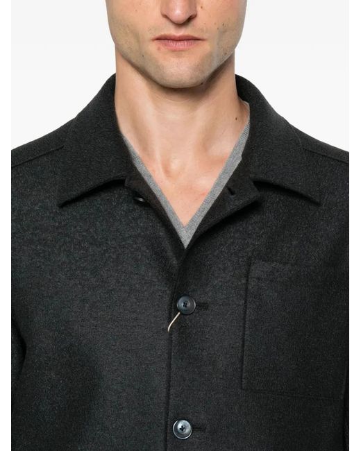 Herno Black Virgin Wool Camicia for men