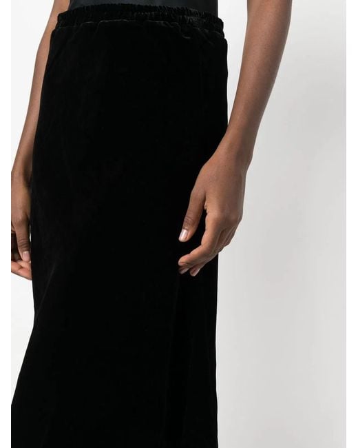 Gold Hawk Black Velvet Long Skirt