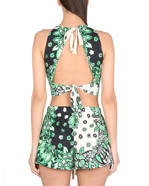 RED Valentino Green Carre' Bandana Top
