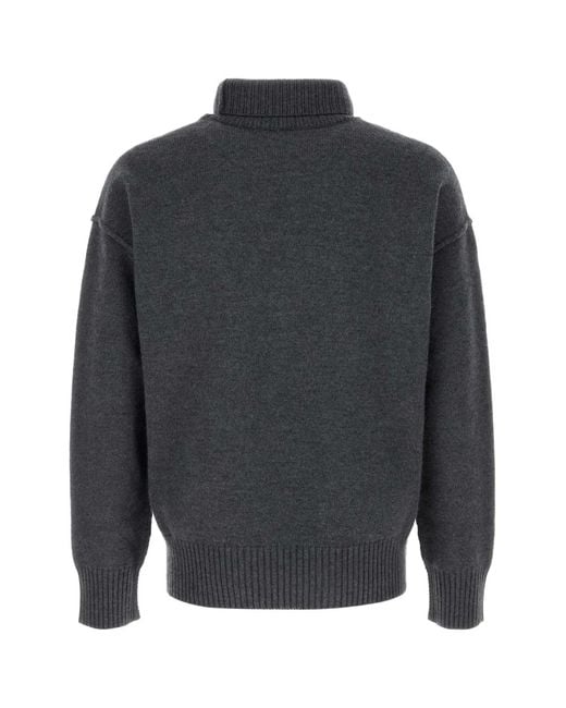 AMI Gray Ami Dark Wool Sweater for men
