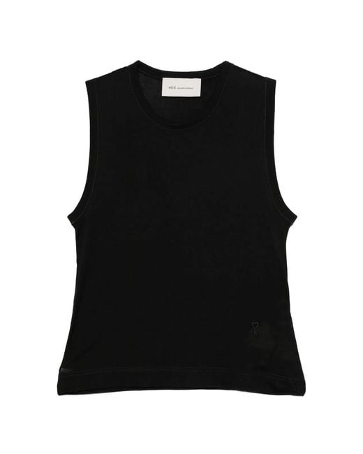 AMI Black Cotton Ami Coeur Tank Top