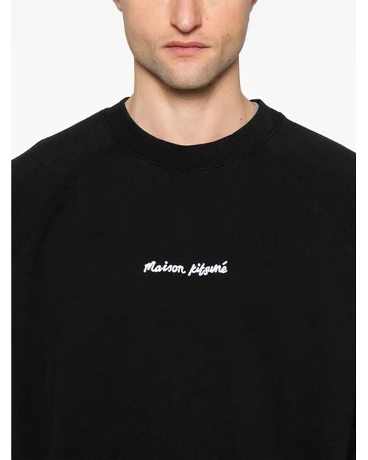 Maison Kitsuné Black Maison Kitsuné Embroidery Oversize Reglan Sweatshirt for men